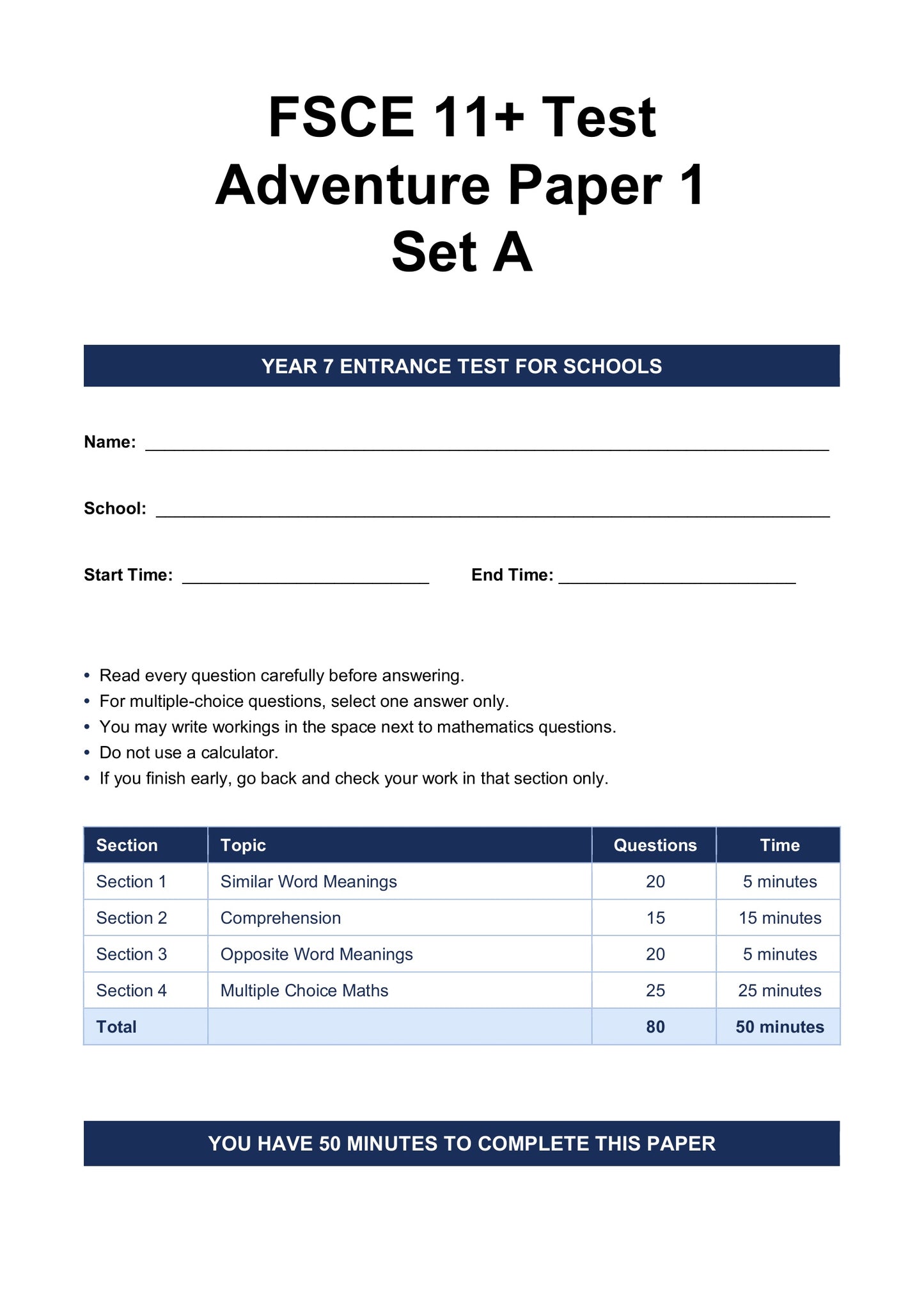FSCE Style 11+ Practice Papers: Book 1