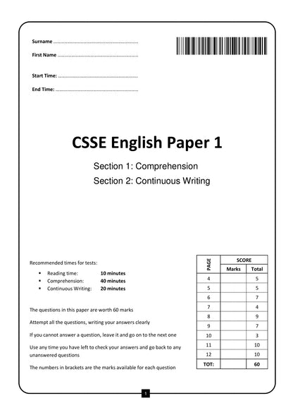 CSSE 11+ English Practice Papers