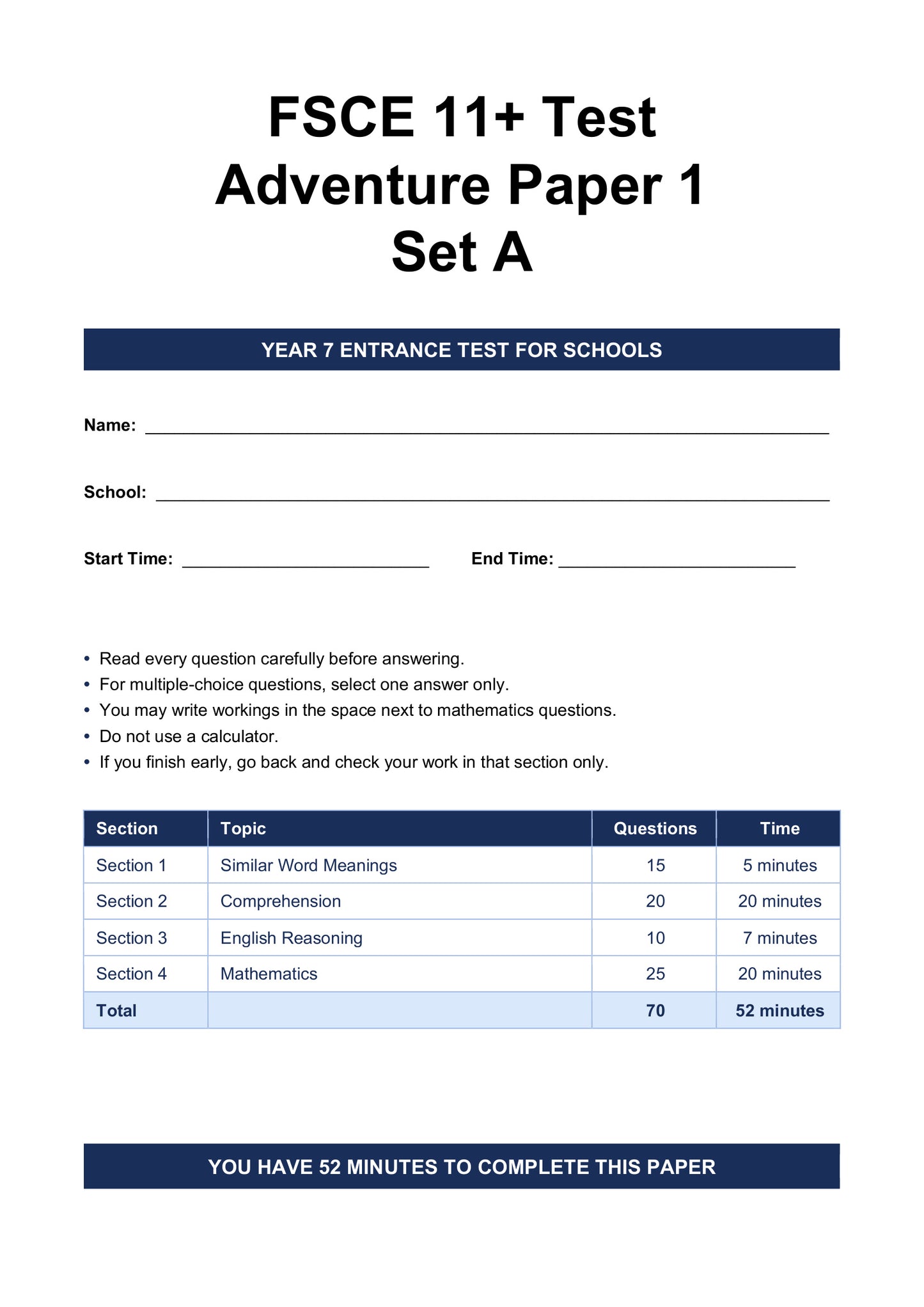 FSCE Style 11+ Practice Papers: Book 3