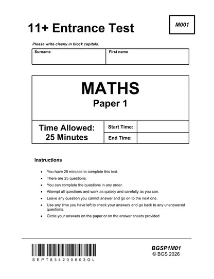 11+ Maths Practice Papers: GL Format Book 1