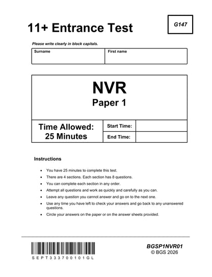 11+ Non-Verbal Reasoning Practice Papers: GL Format Book 1