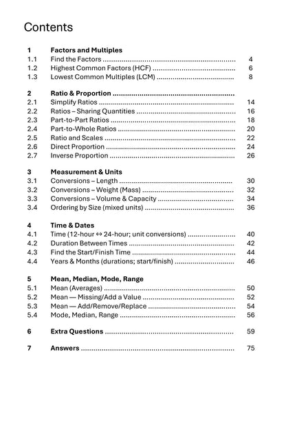 Maths Practice and Revision: Book 2 - Factors, Ratio, Measurement, Time and Averages