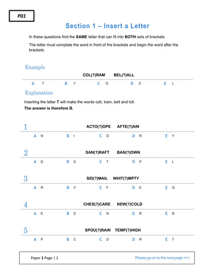 11+ Verbal Reasoning Practice Papers: GL Format Book 1