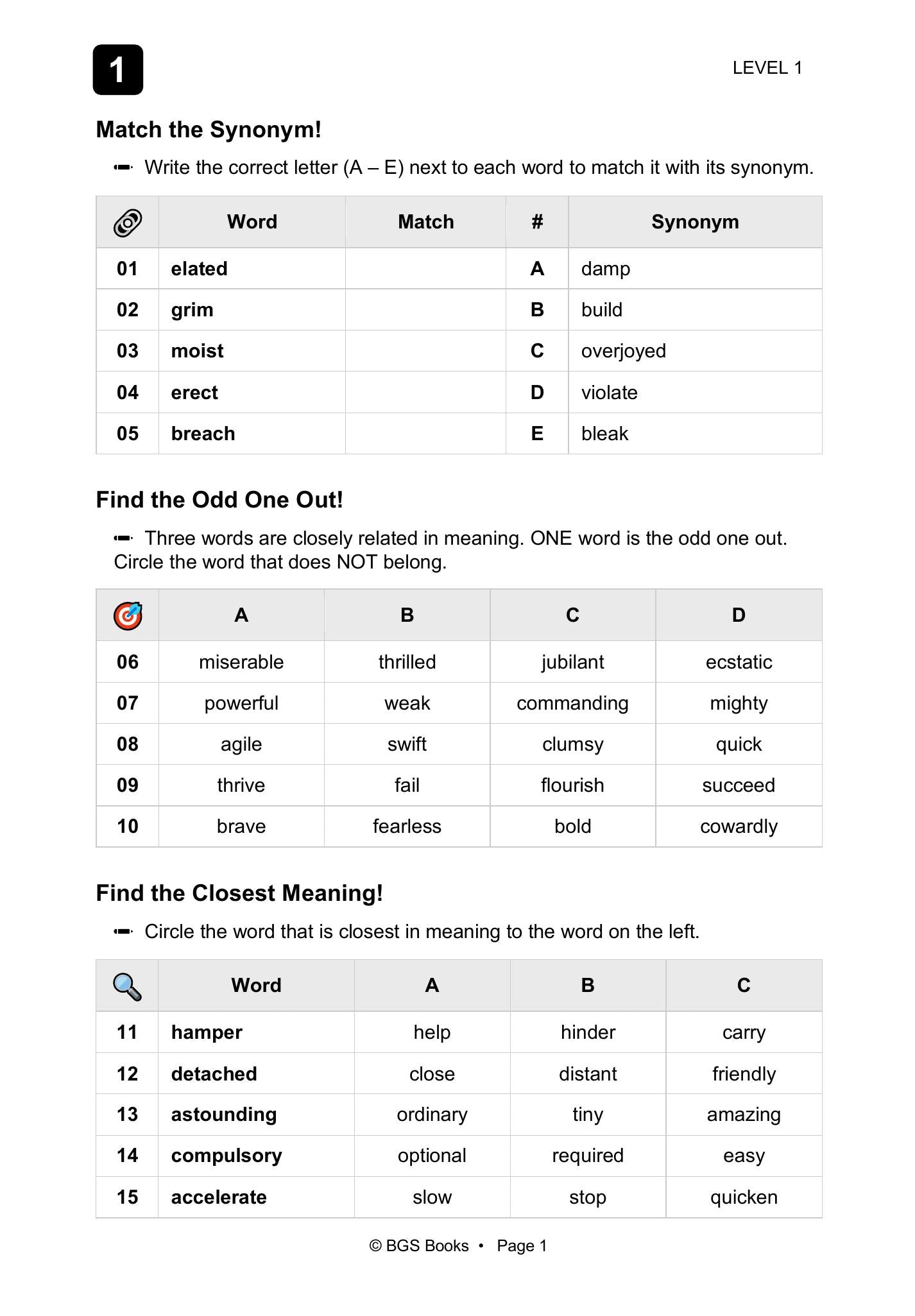 My Weekly 11+ Synonyms and Antonyms