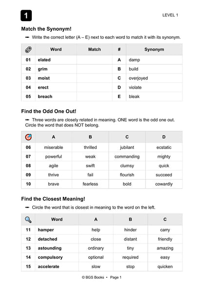 My Weekly 11+ Synonyms and Antonyms