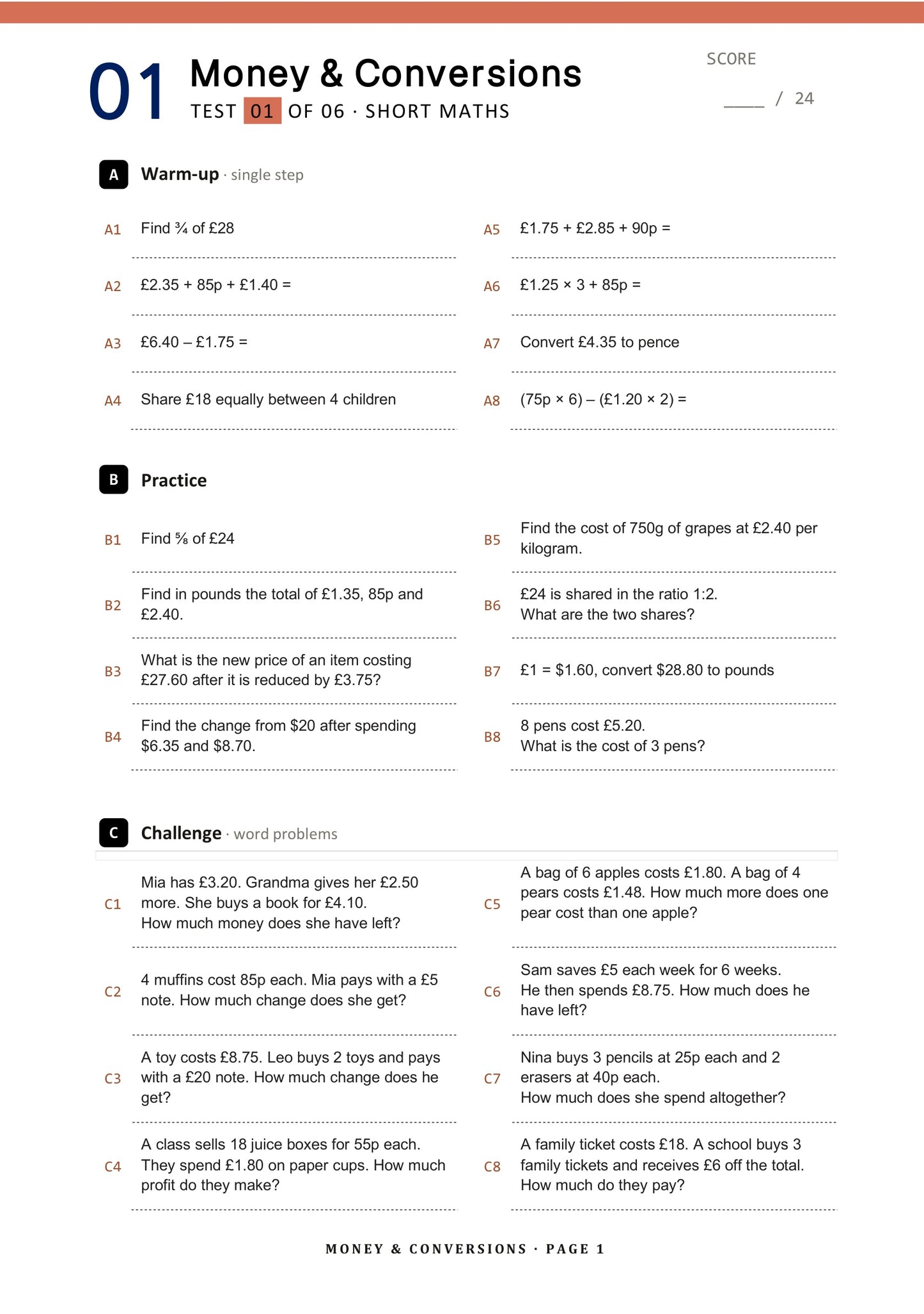 11+ Maths Topic Tests - Ages 9-10, Book 1