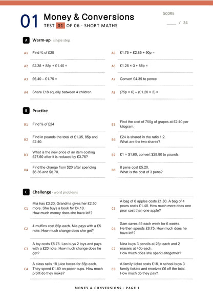11+ Maths Topic Tests - Ages 9-10, Book 1