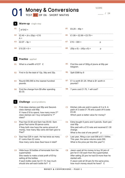 11+ Maths Topic Tests - Ages 10-11, Book 1