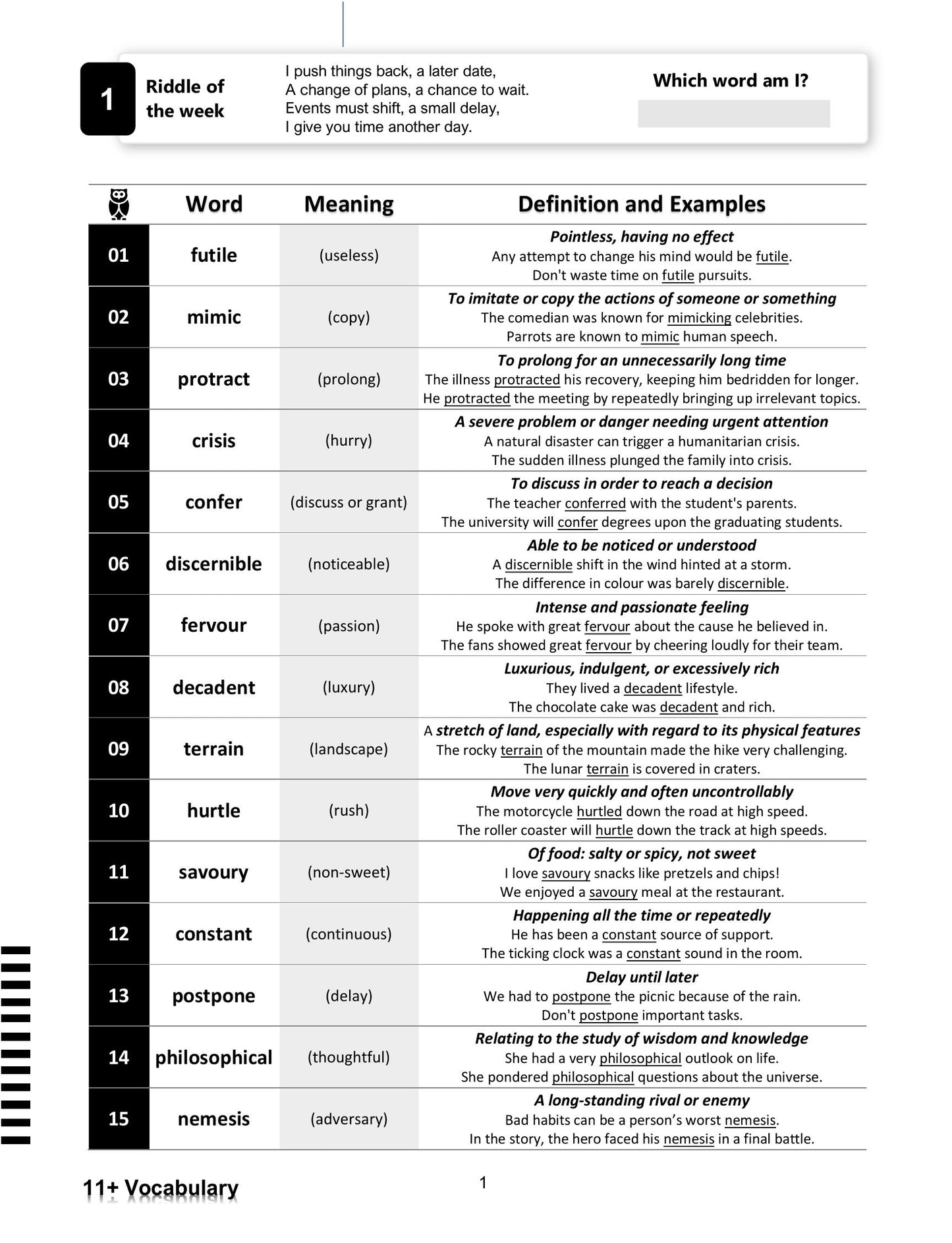 My Weekly 11+ Vocabulary: Book 2 (Ages 10-11)