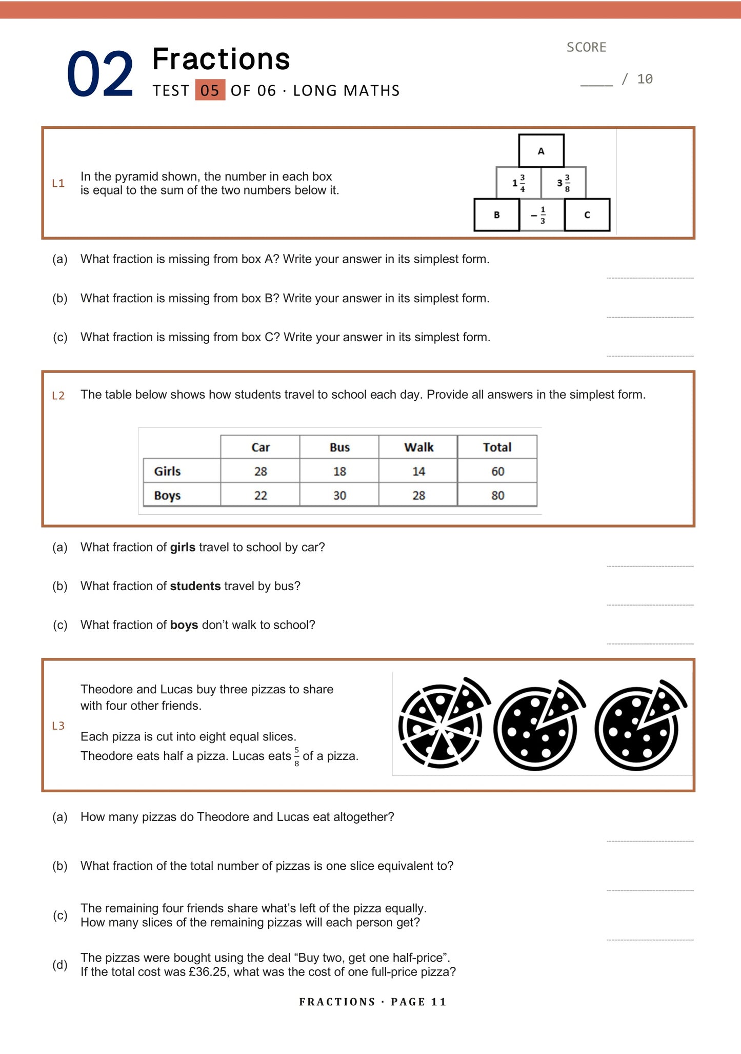 11+ Maths Topic Tests - Ages 10-11, Book 1