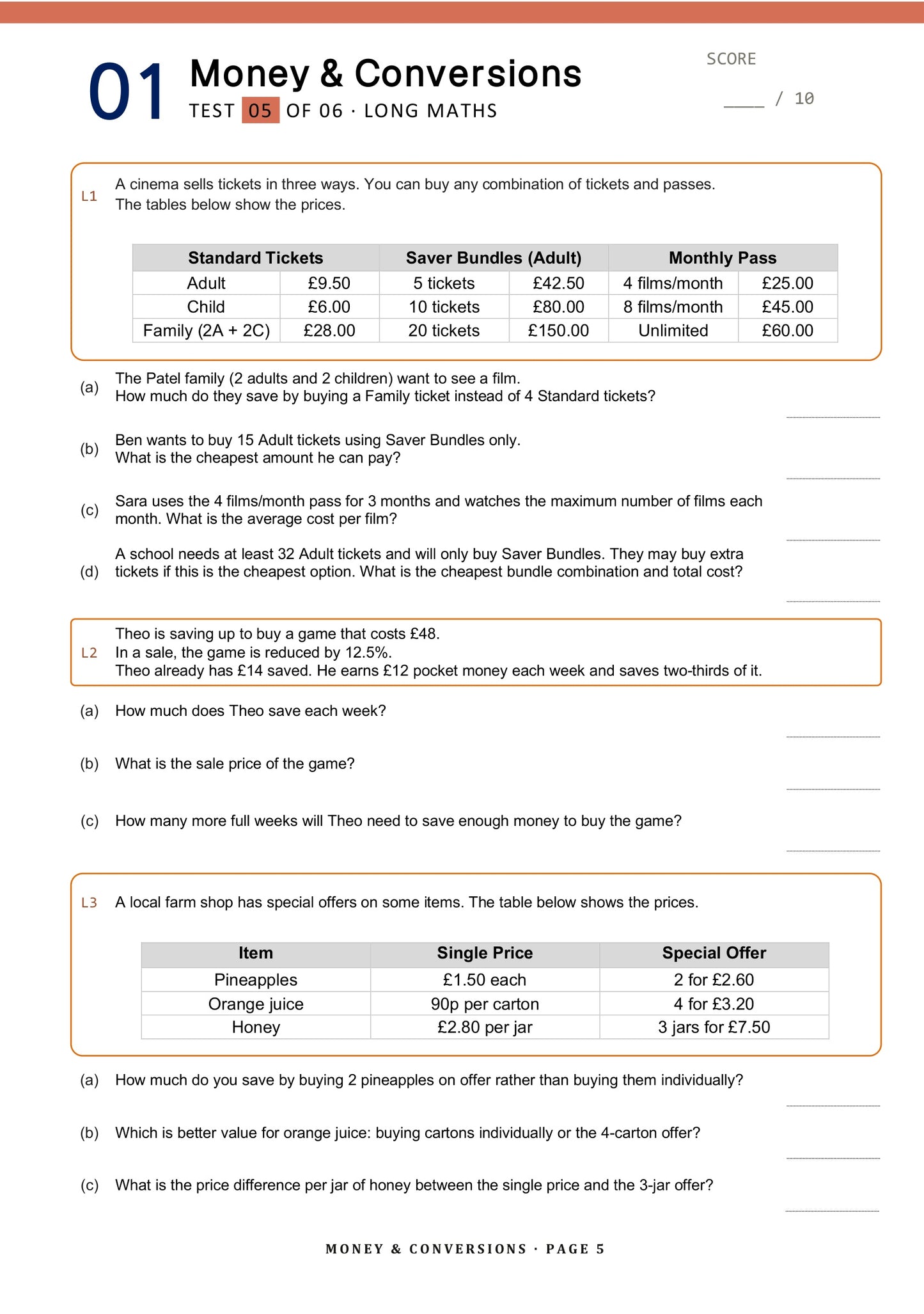 11+ Maths Topic Tests - Ages 9-10, Book 1