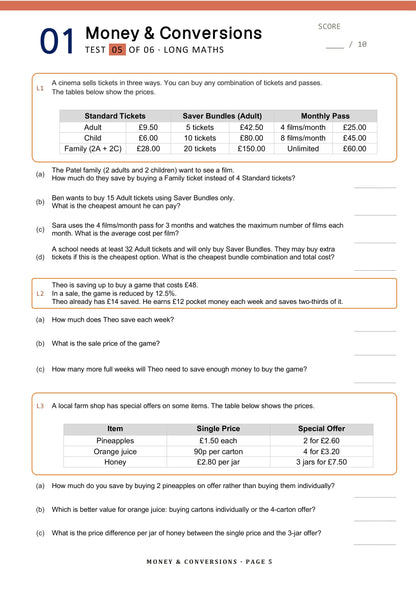 11+ Maths Topic Tests - Ages 9-10, Book 1