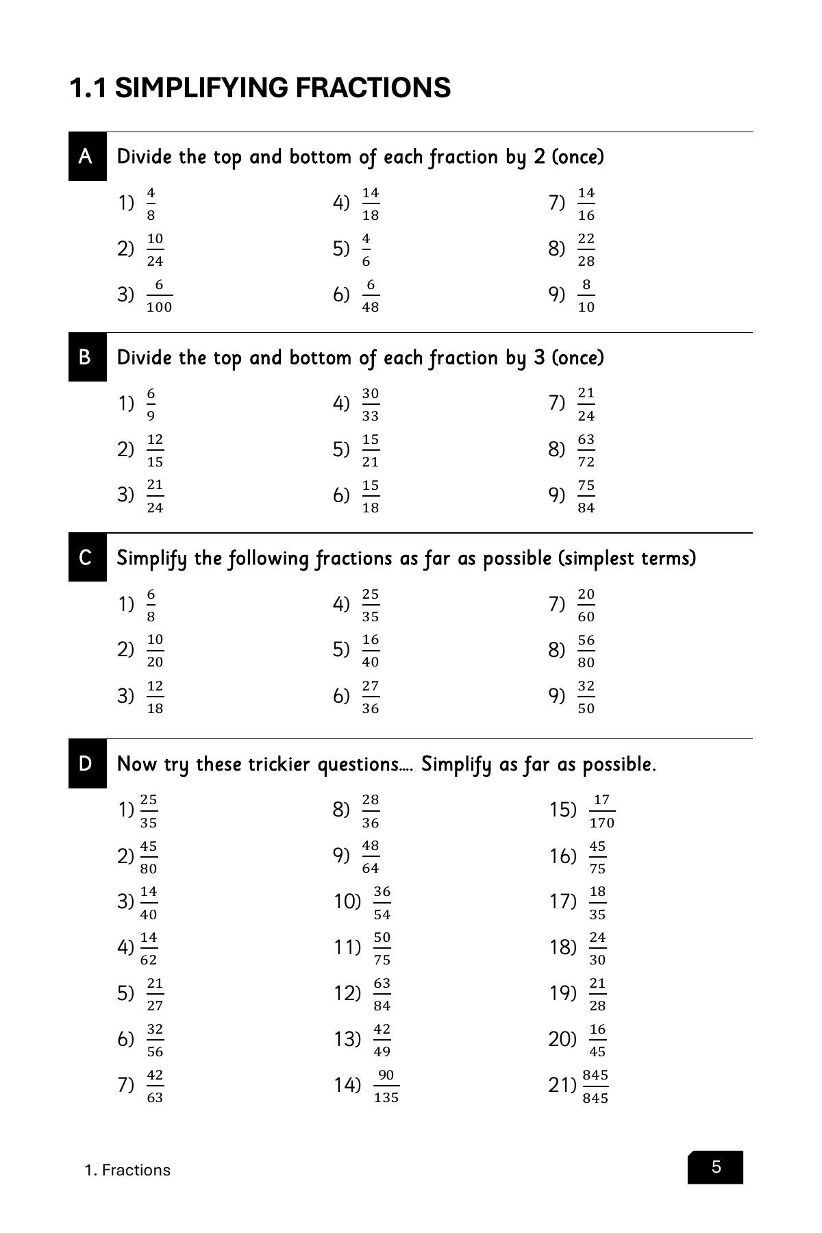 Maths Practice and Revision: Book 1 - Decimals, Fractions and Percentages