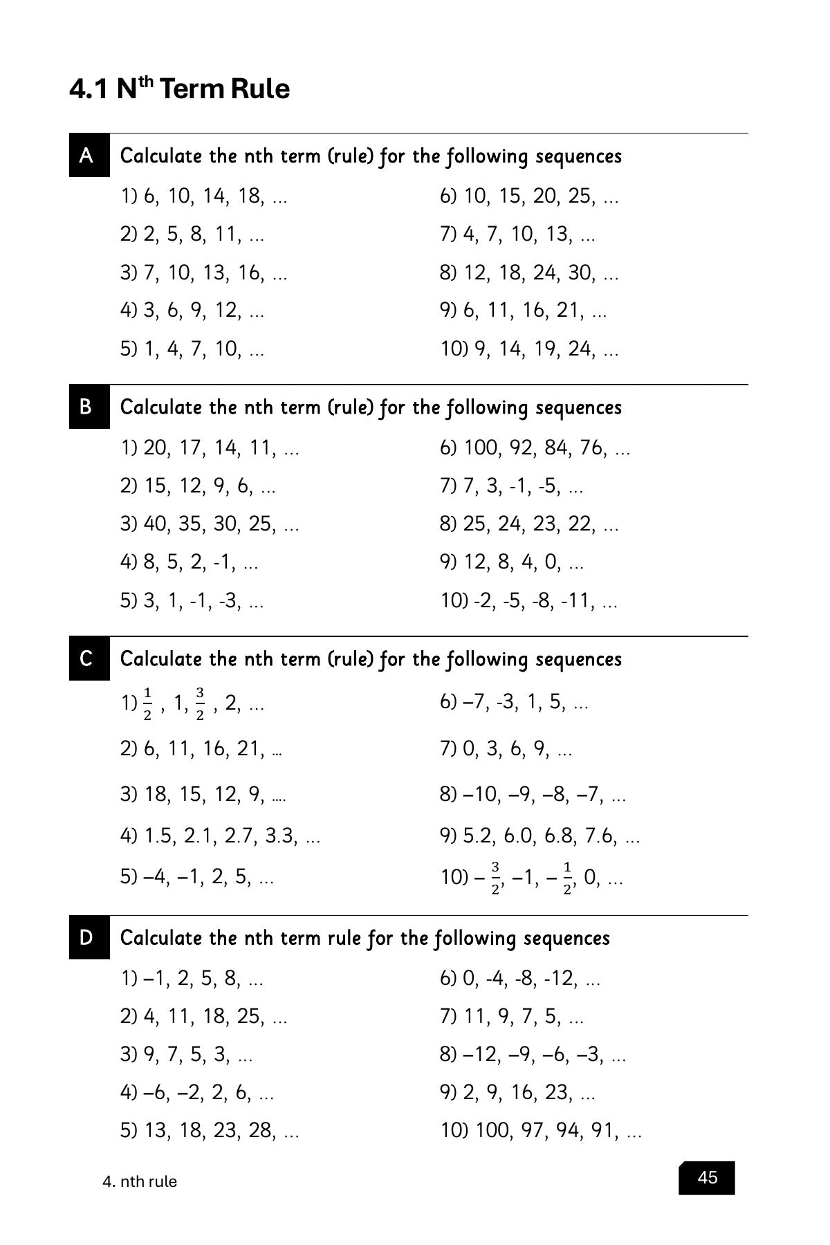 Maths Practice and Revision: Book 3 - Algebra, Sequences and BIDMAS
