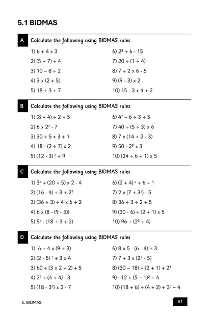 Maths Practice and Revision: Book 3 - Algebra, Sequences and BIDMAS