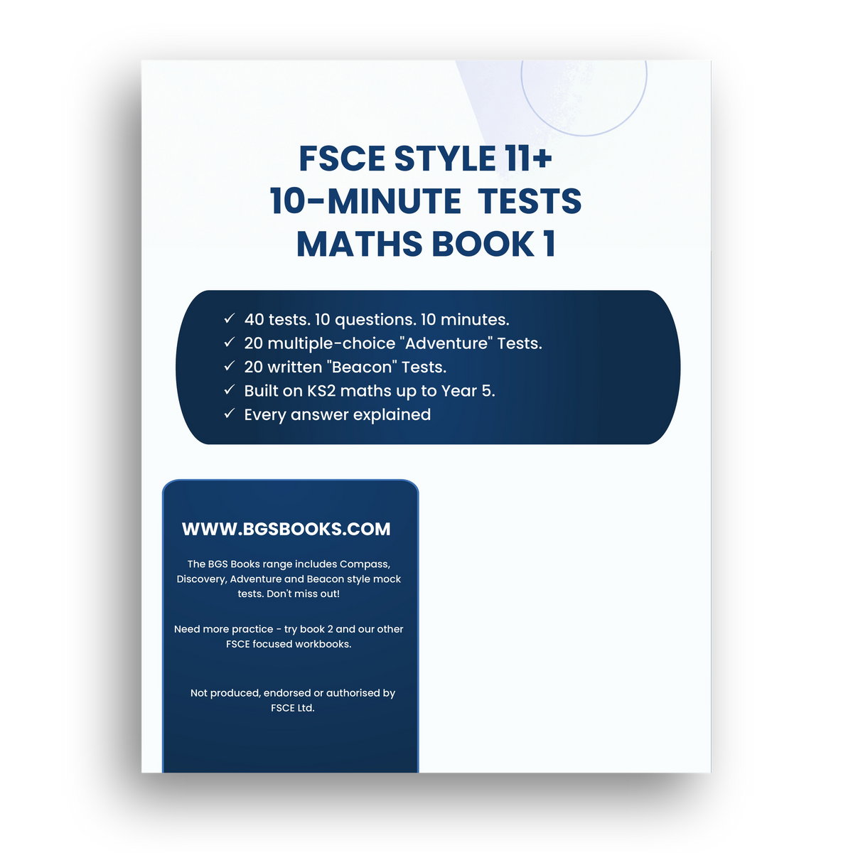 FSCE 11+ Maths 10-Minute Tests Book 1 back cover