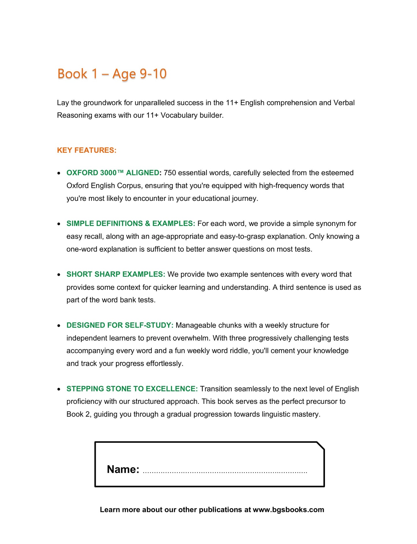 My Weekly 11+ Vocabulary: Book 1 (Ages 9-10)