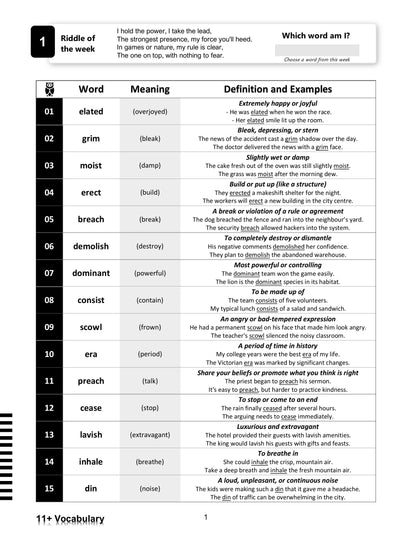 My Weekly 11+ Vocabulary: Book 1 (Ages 9-10)