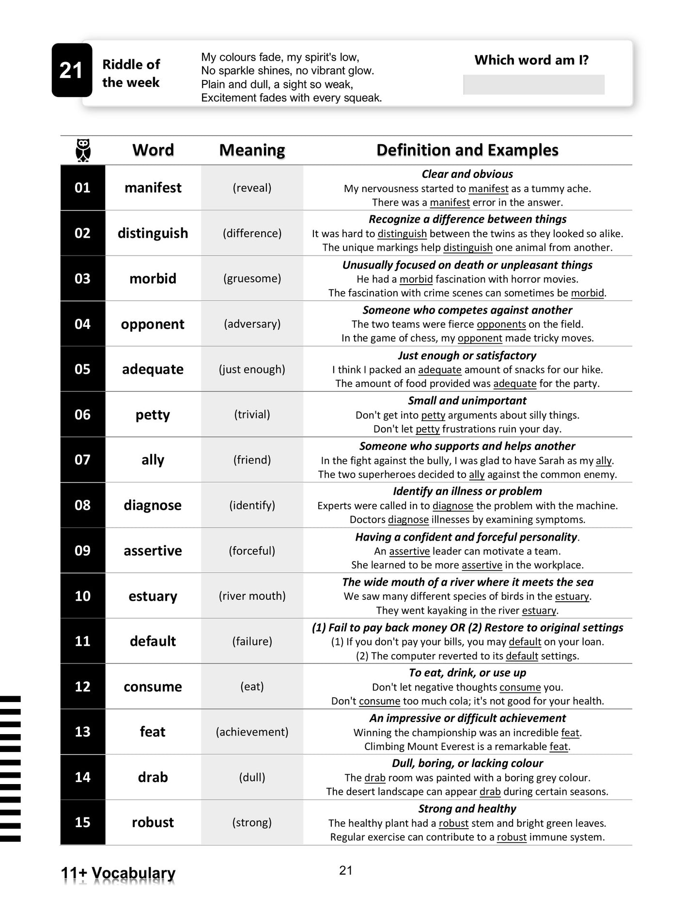 My Weekly 11+ Vocabulary: Book 1 (Ages 9-10)