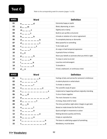 My Weekly 11+ Vocabulary: Book 1 (Ages 9-10)